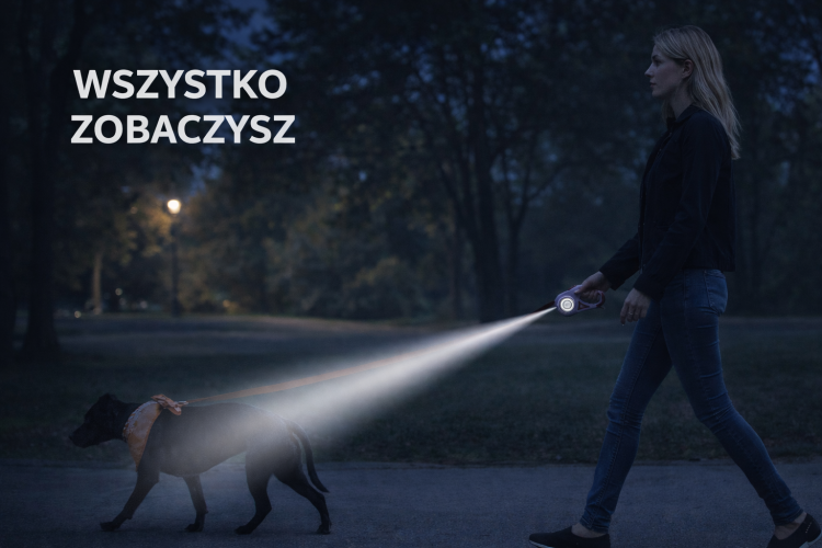 Smycz z latarką LED dla psa